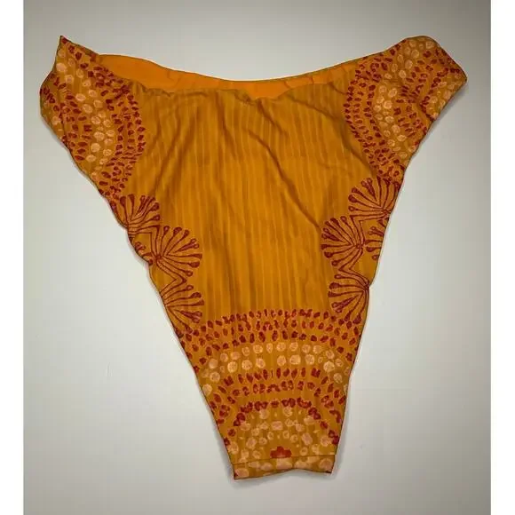 NWT Andrea Iyamah Low Rise High Leg Bikini Bottom Orange/Red Womens Size XL Swim - Picture 3 of 4